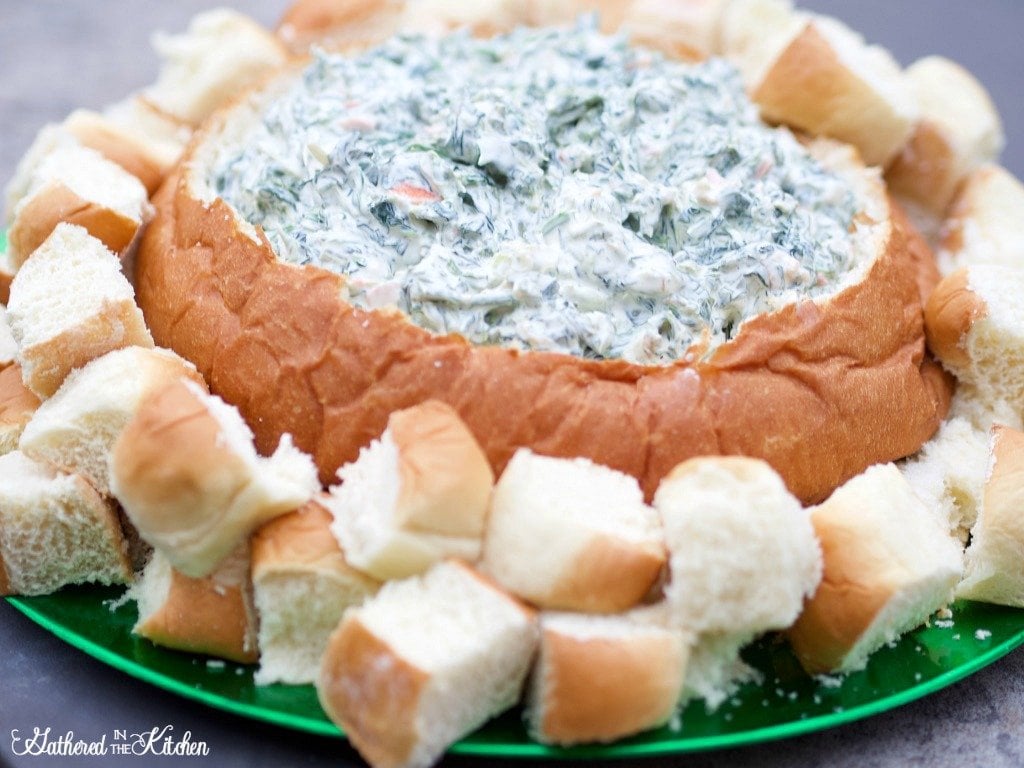 Lipton Soup Spinach Dip with Hawaiian Bread | Gathered in the Kitchen