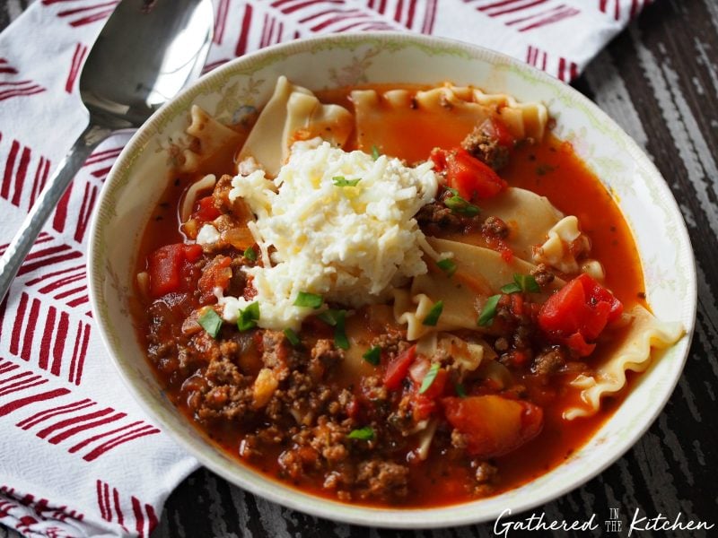 One Pot Lasagna Soup | Gathered in the Kitchen