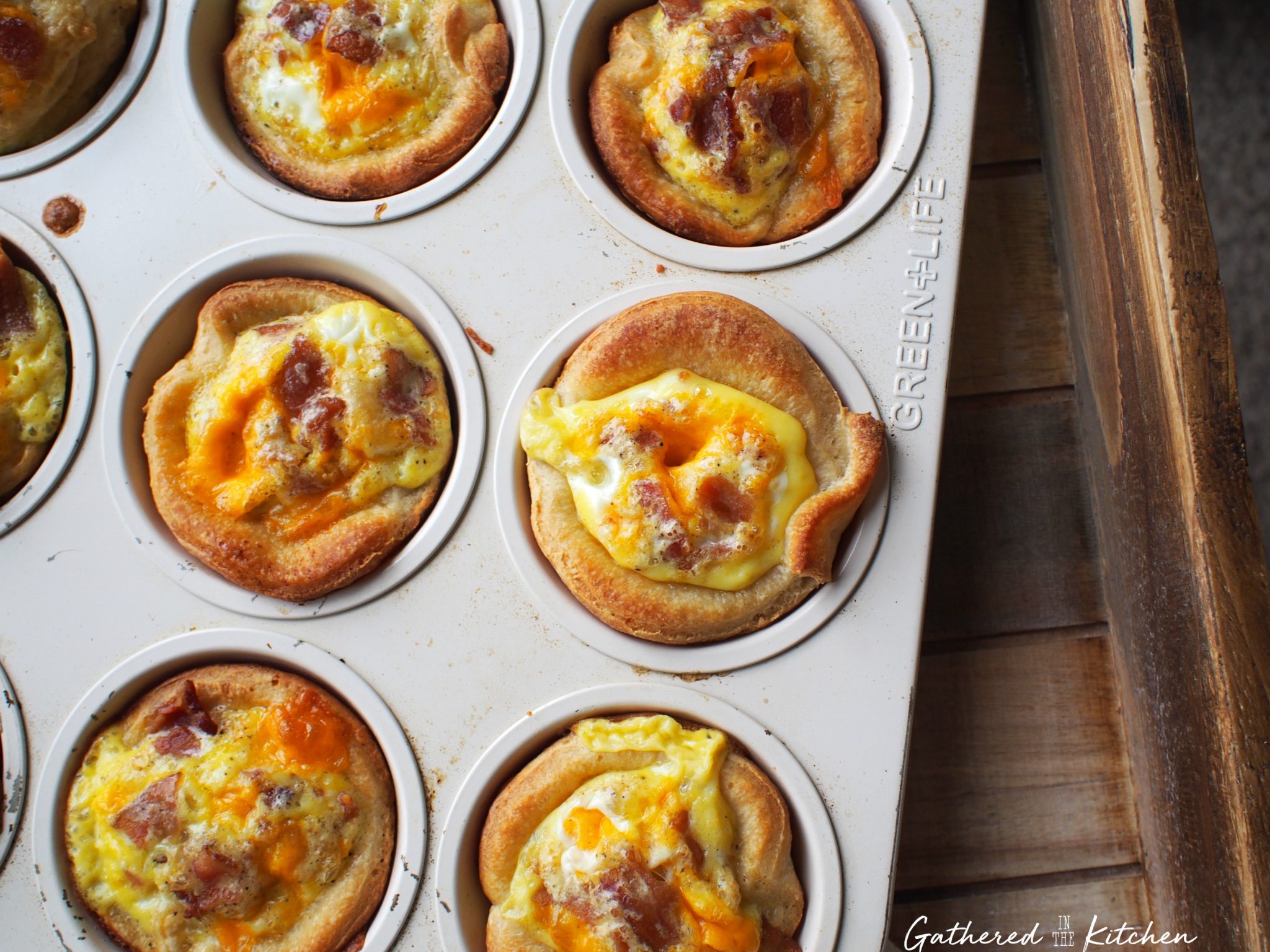 Bacon Egg & Cheese Breakfast Cups Gathered in the Kitchen