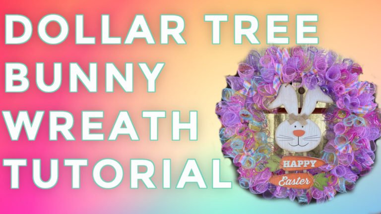 Dollar Tree Bunny Wreath | Curled Deco Mesh Wreath | Gathered In The ...