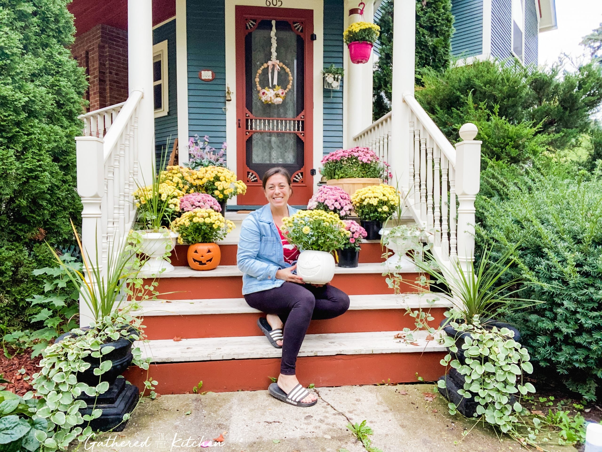 Potted Jack-O-Lantern Mums | Gathered In The Kitchen