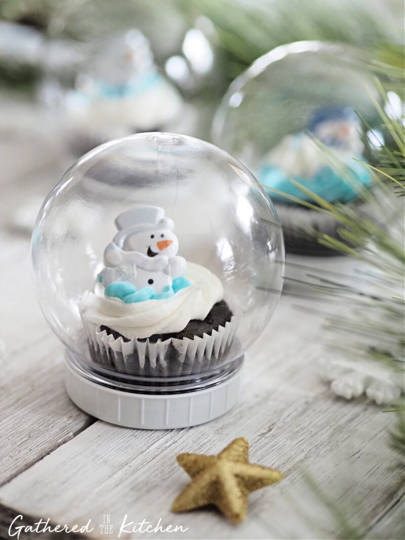 Snow Globe Snowman Cupcakes | Gathered In The Kitchen 
