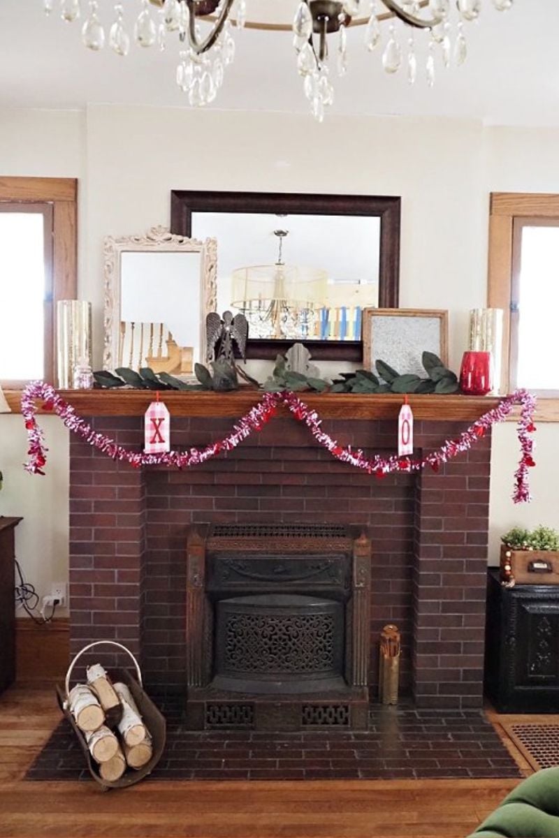 Simple and Elegant Valentine's Day Mantle Decor | Gathered In The Kitchen